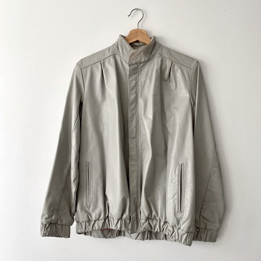 t. edwards Vintage Leather Bomber Jacket Grey Size S